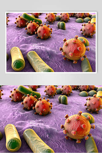 紫色背景微生物分子图片