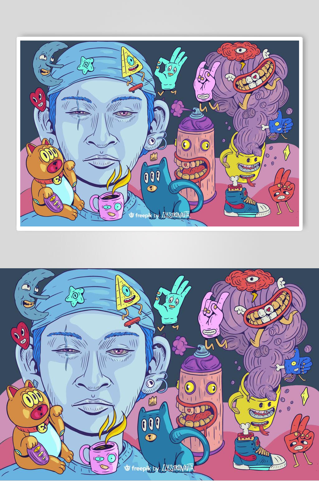 手绘创意潮流动物插画素材素材