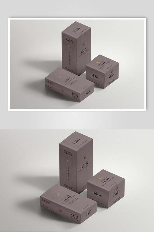 灰色纸质时尚包装盒展示样机