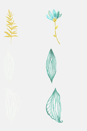 手绘水彩植物免抠设计素材
