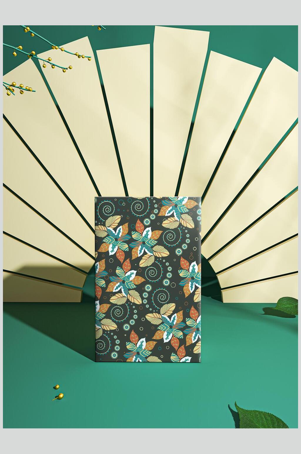 创意绿色树叶高档新年包装VI样机素材