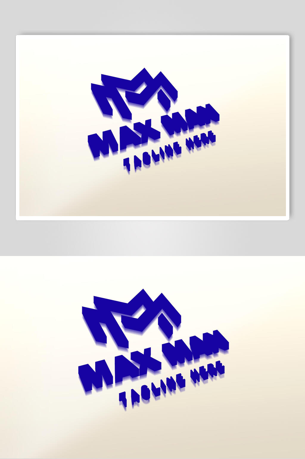 蓝色英文品牌LOGO样机素材