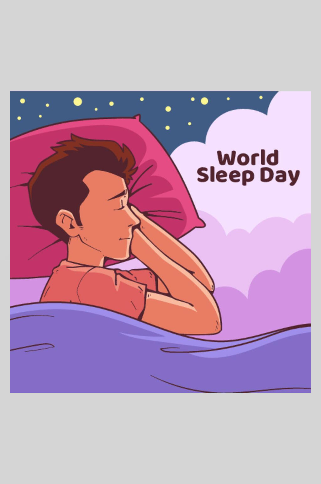 男孩世界睡眠日插画素材