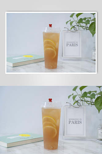 柠檬水奶茶饮料摄影图