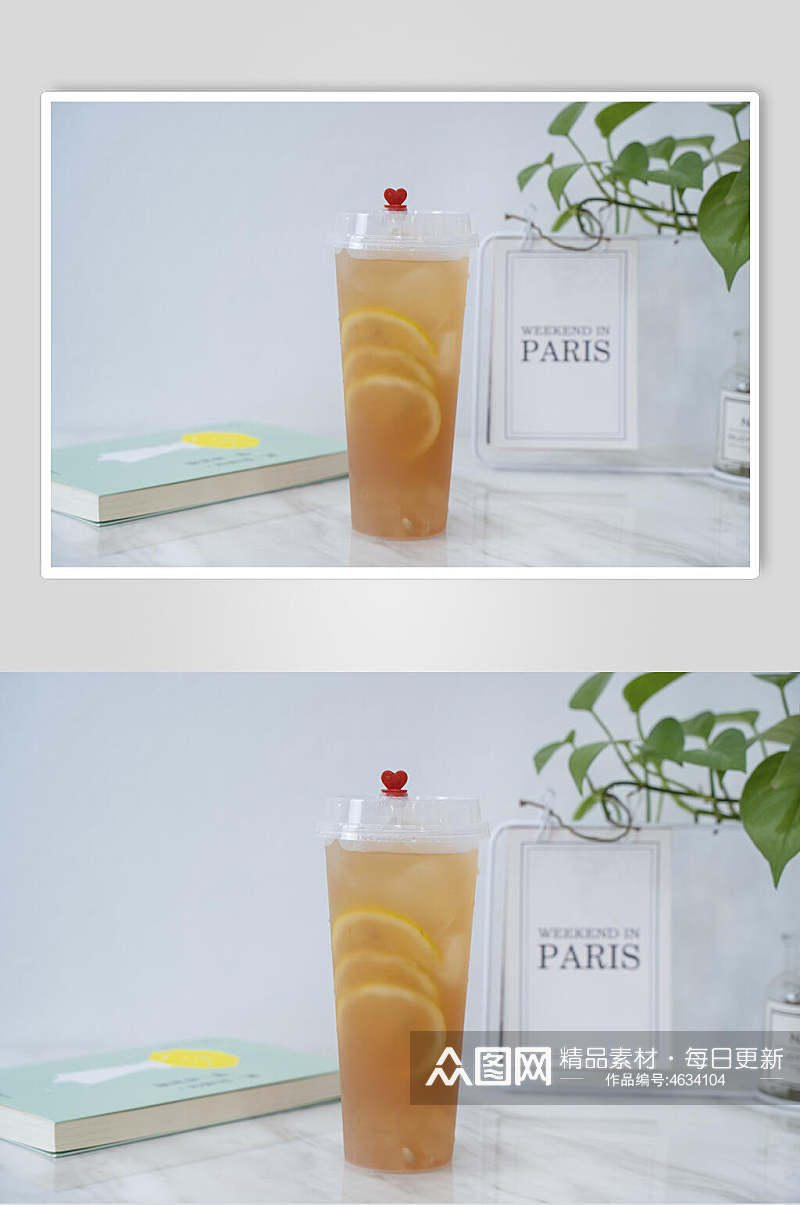 柠檬水奶茶饮料摄影图素材