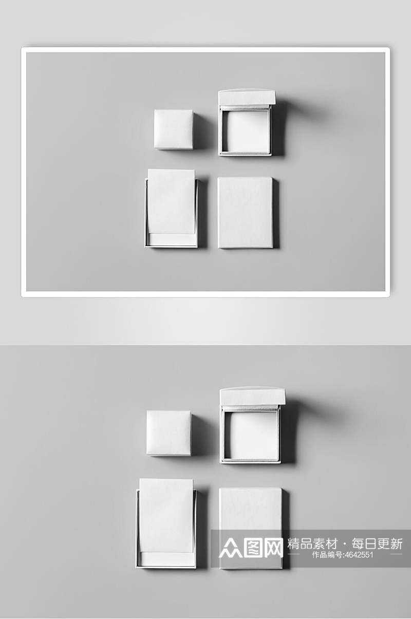 长方形正方形空白翻盖钻戒首饰盒样机素材