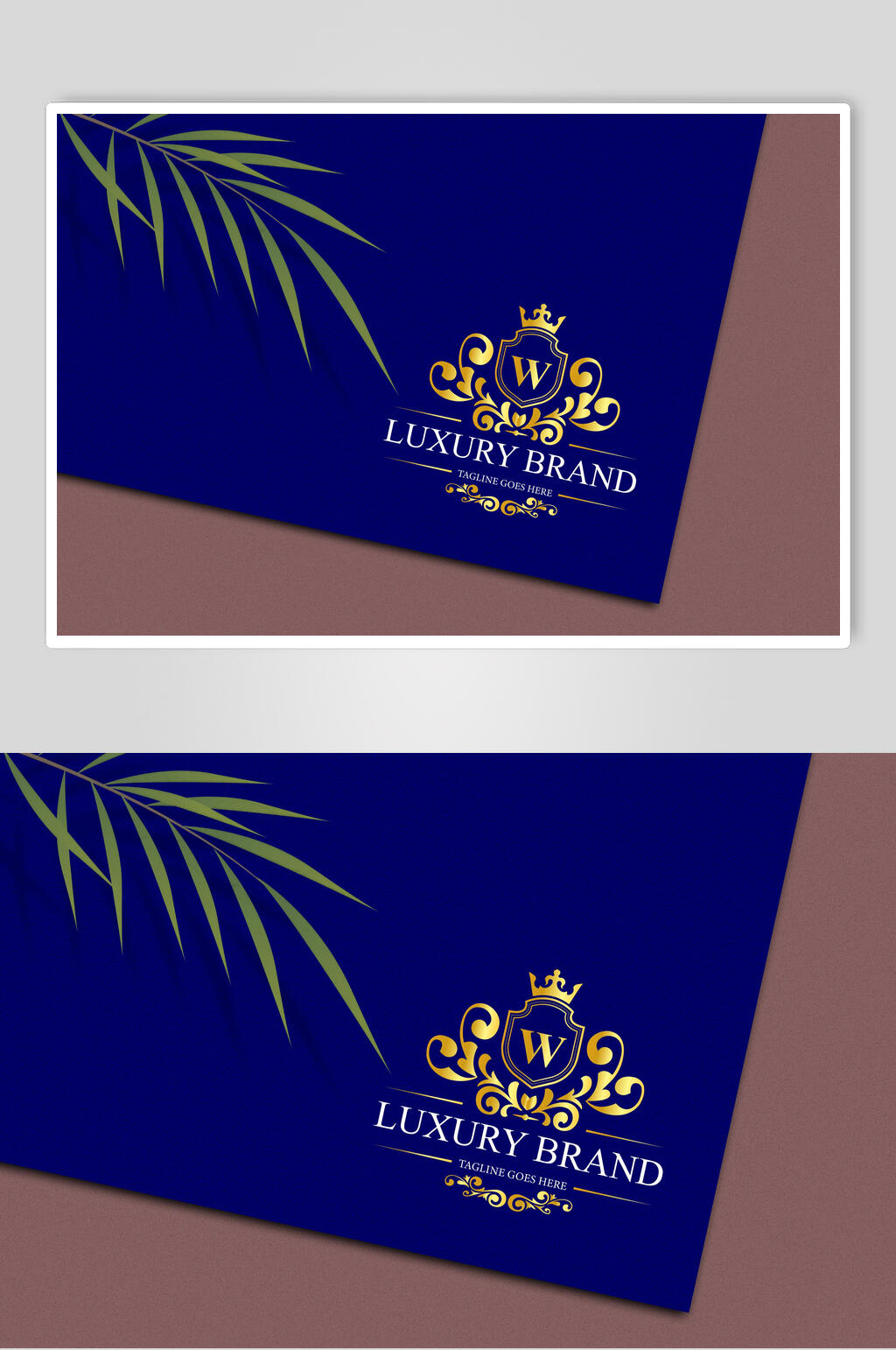 蓝紫色烫金品牌LOGO样机素材