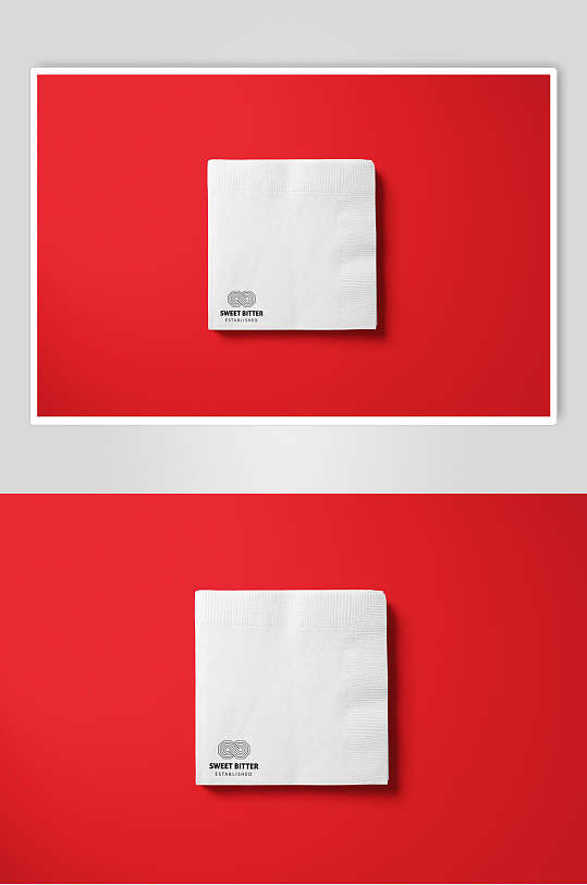 红色大气英文餐巾纸餐饮店vi样机