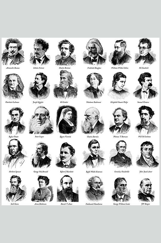 黑色的名人素描矢量素材