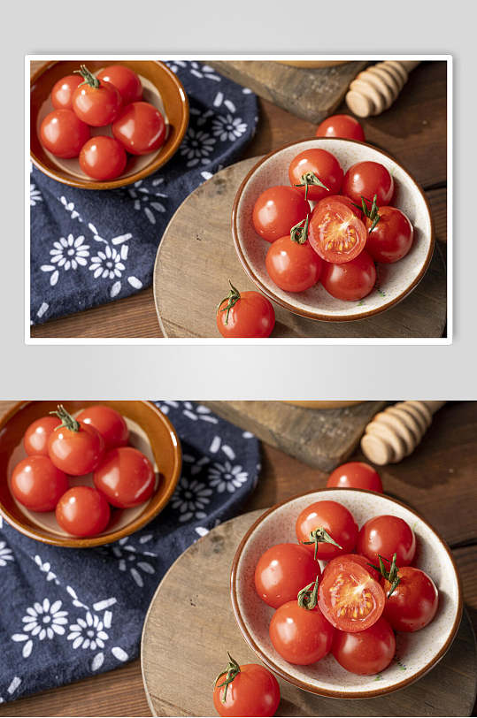 新鲜红色圣女果水果摆拍图片