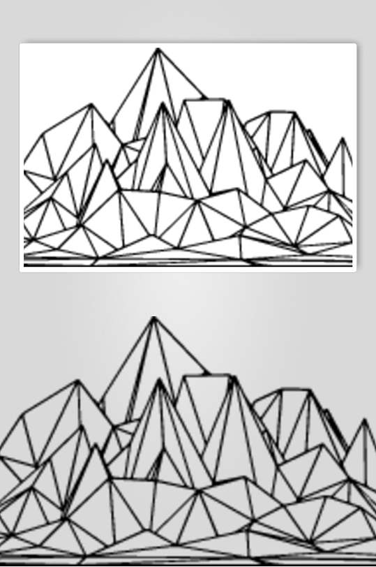 山峰线条立体四肢矢量素材