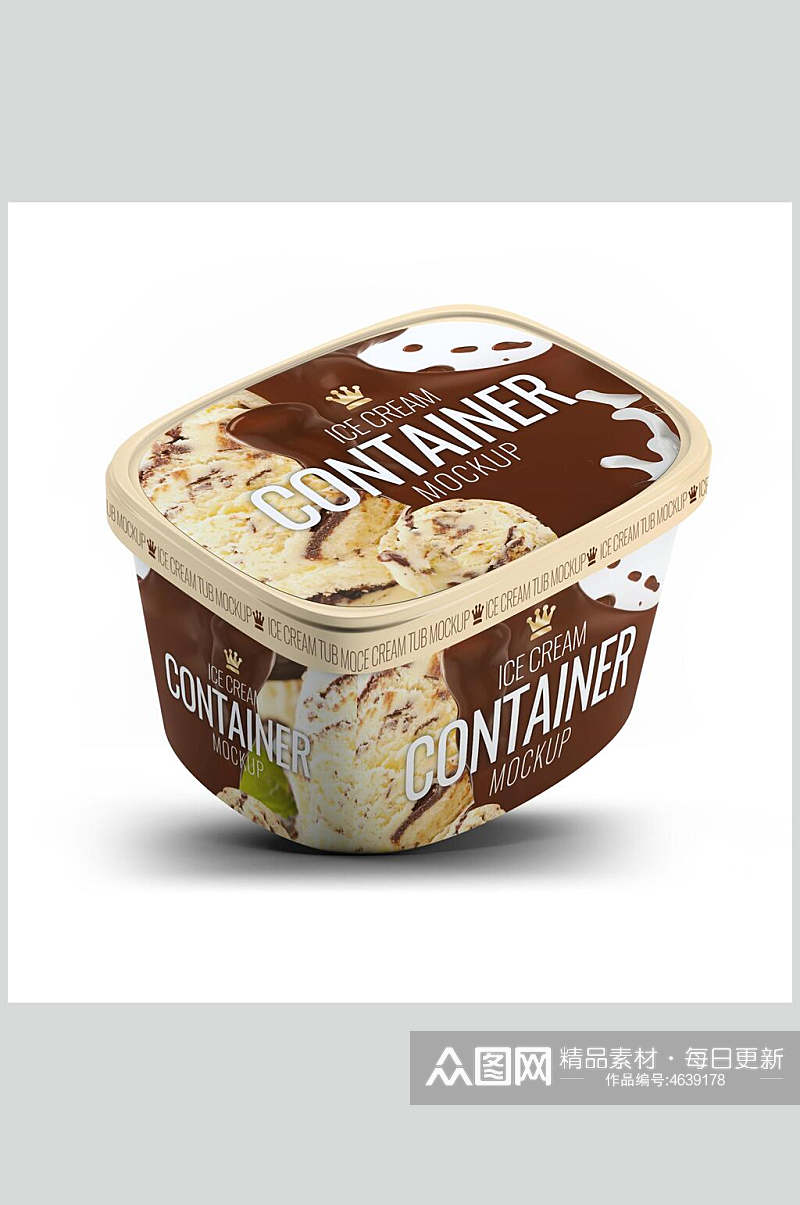 创意英文皇冠雪糕冰淇淋包装样机素材