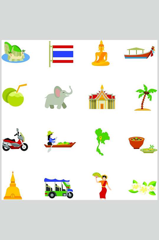 图标泰国旅游景点矢量素材