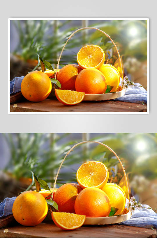 时尚橙子水果摆饰摄影图