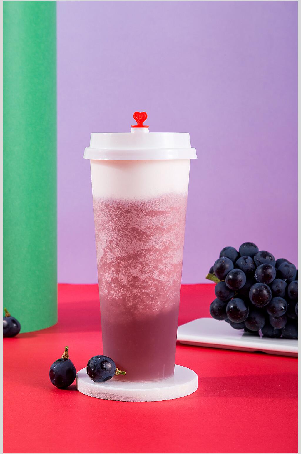精品葡萄美食摆拍奶茶背景图素材