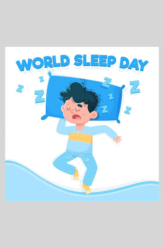 英文卡通世界睡眠日插画