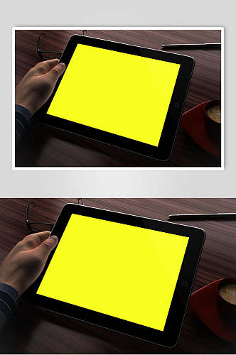 简约黄色手机电脑显示屏样机