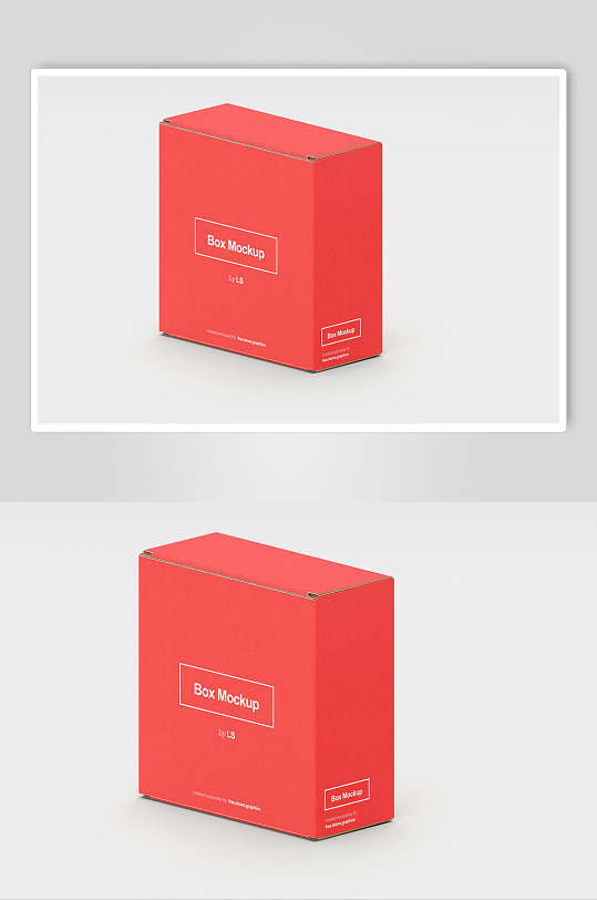 红色简约时尚纸箱包装贴图样机