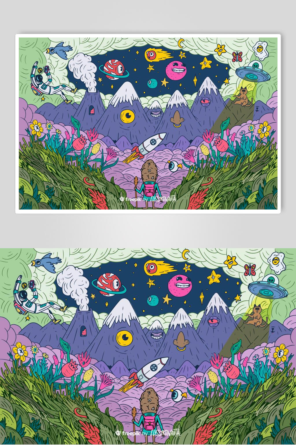 手绘大气潮流动物插画素材素材
