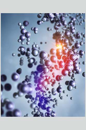球体紫色微生物分子图片