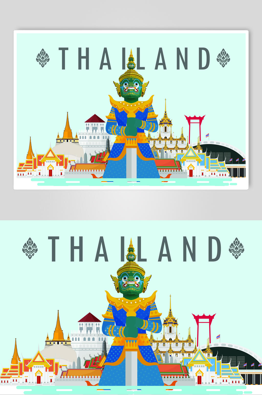 佛像泰国旅游景点矢量素材