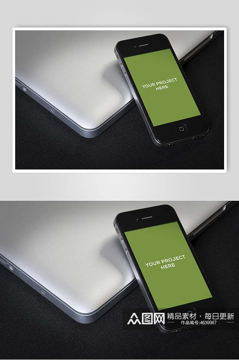 绿色苹果手机电脑界面样机素材