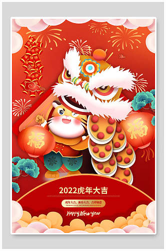 2022虎年大吉喜庆商场宣传海报