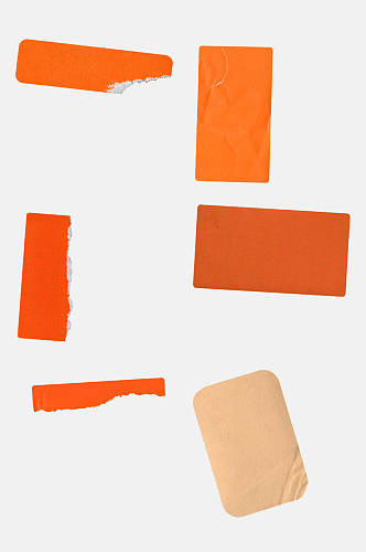 橘色复古撕纸免抠设计素材