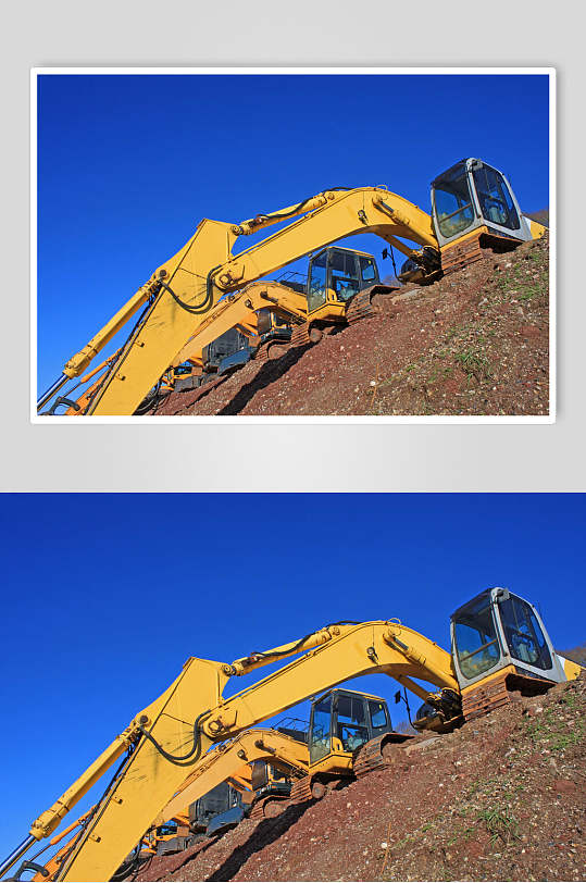蓝天挖掘机摄影图