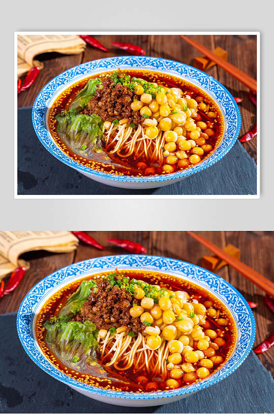 麻辣豌杂肉酱重庆小面摄影图