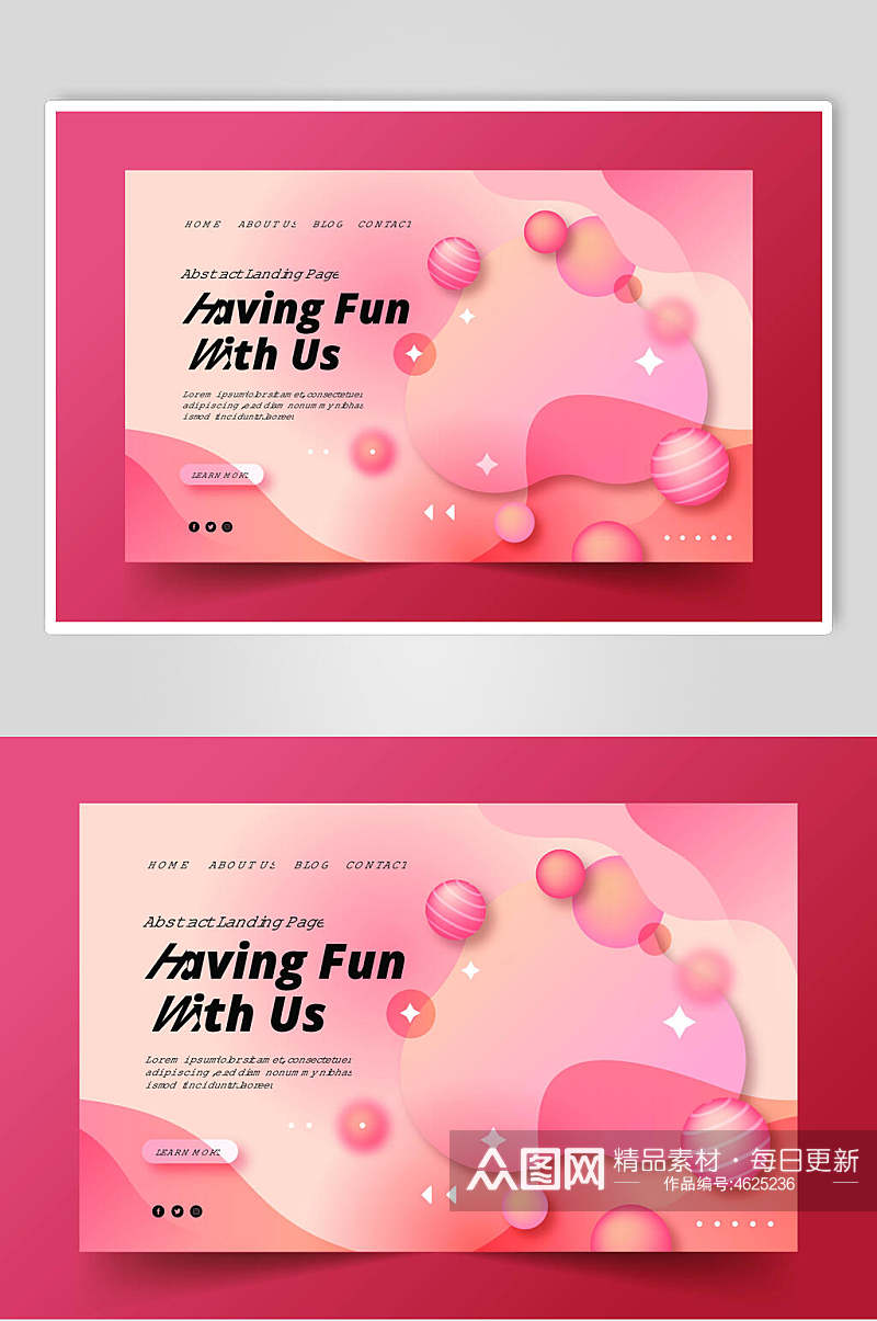 粉红色球体时尚时尚渐变网页海报素材