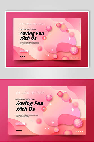 粉红色球体时尚时尚渐变网页海报