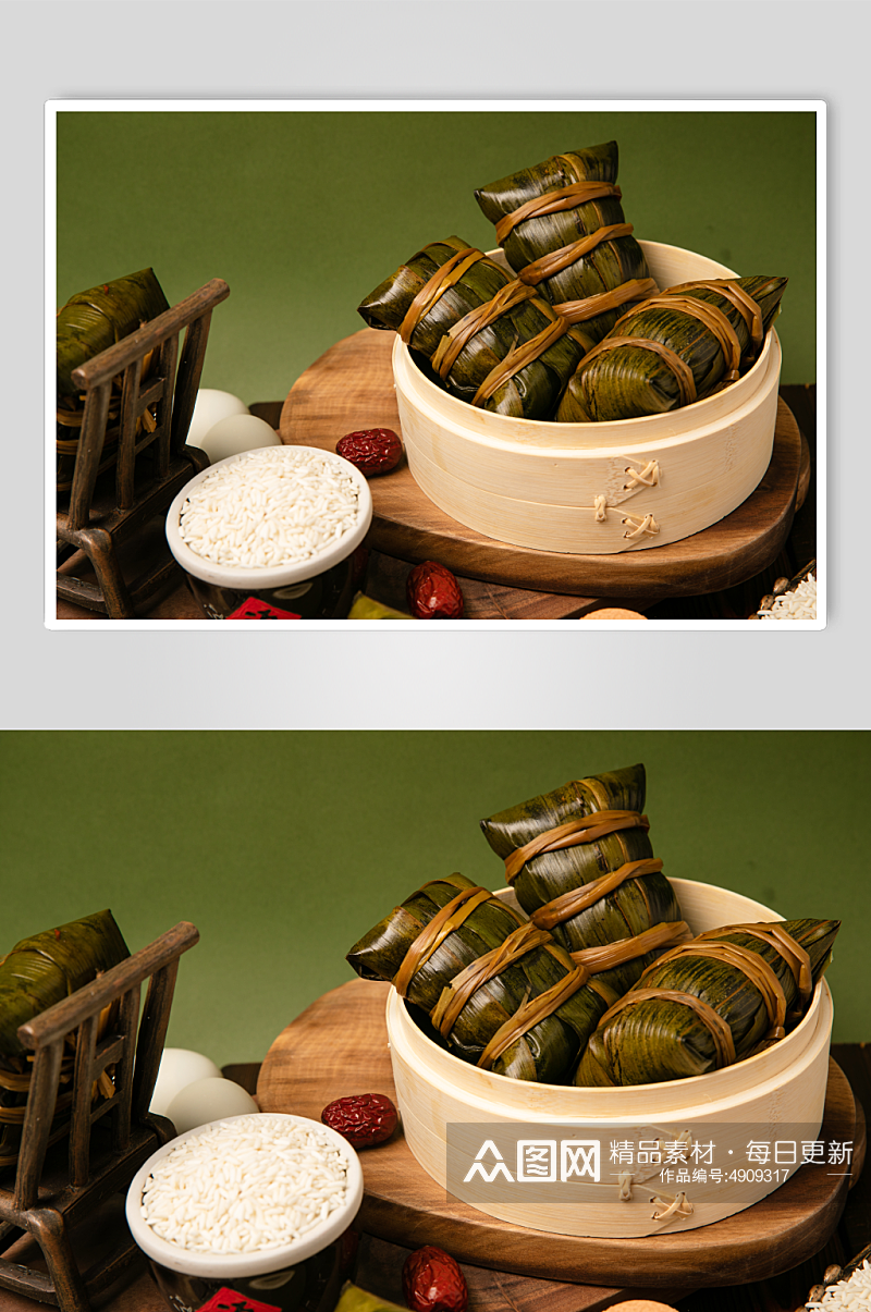 中国风场景端午节粽子传统美食摄影图片素材