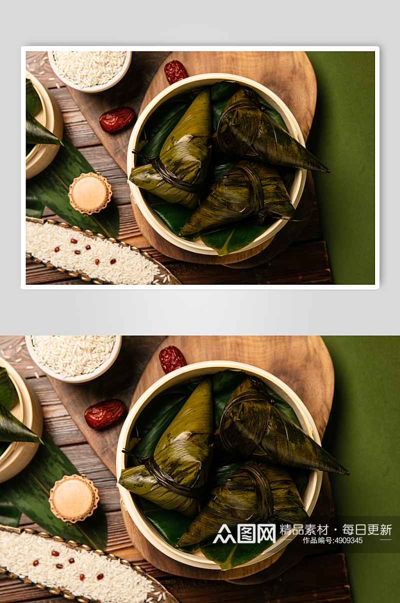 中国风场景端午节粽子传统美食摄影图片素材