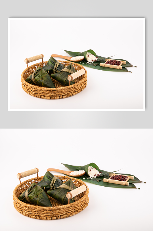 端午节蒸笼粽叶粽子传统美食摄影图片