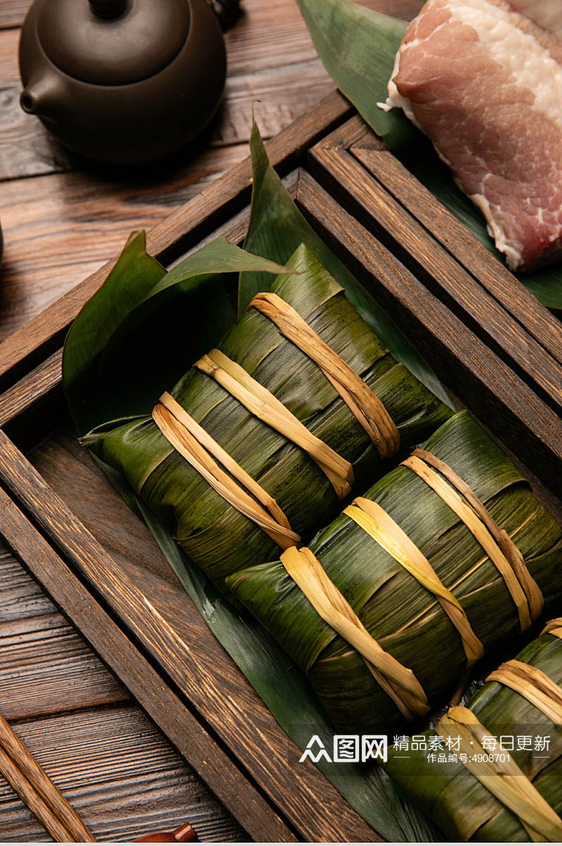 中国风布景端午节粽子传统美食摄影图片素材