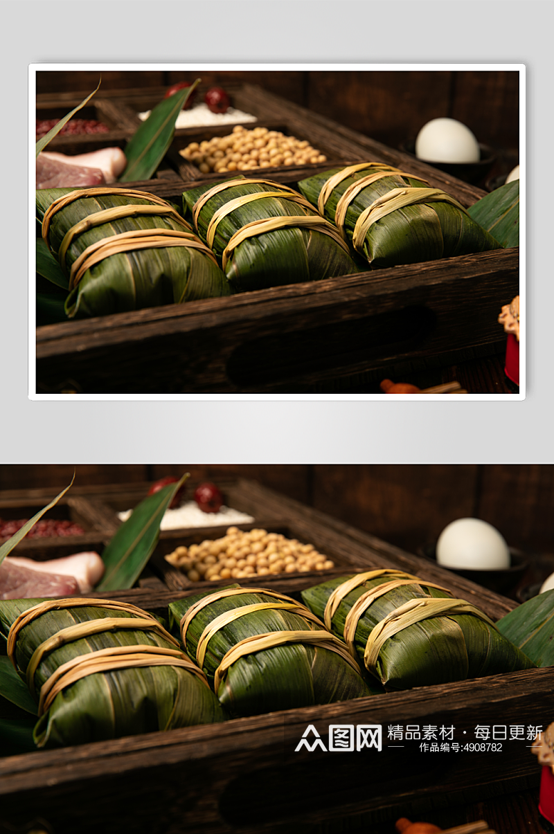 中式场景端午节粽子传统美食摄影图片素材