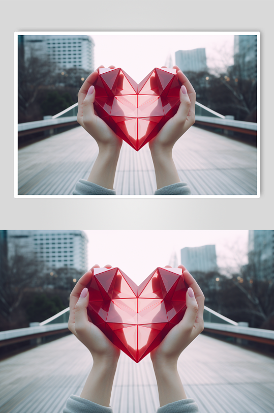 AI数字艺术情人节爱心比心手势图片