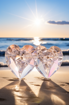 AI数字艺术情人节爱心水晶玻璃图片