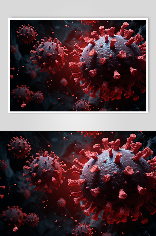 AI数字艺术艾滋病病毒细胞插画
