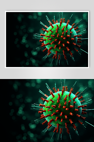 AI数字艺术艾滋病病毒细胞插画