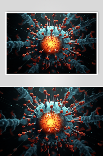 AI数字艺术艾滋病病毒细胞插画