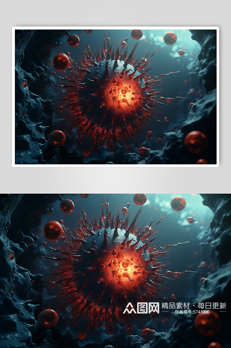 AI数字艺术艾滋病病毒细胞插画素材