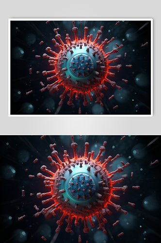 AI数字艺术艾滋病病毒细胞插画