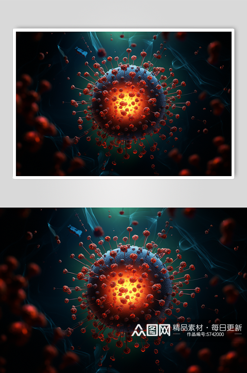 AI数字艺术艾滋病病毒细胞插画素材