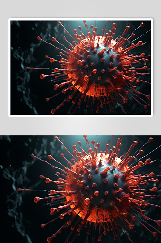 AI数字艺术艾滋病病毒细胞插画