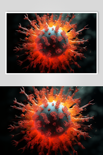 AI数字艺术艾滋病病毒细胞插画