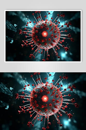AI数字艺术艾滋病病毒细胞插画