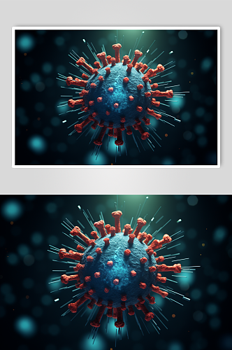 AI数字艺术艾滋病病毒细胞插画