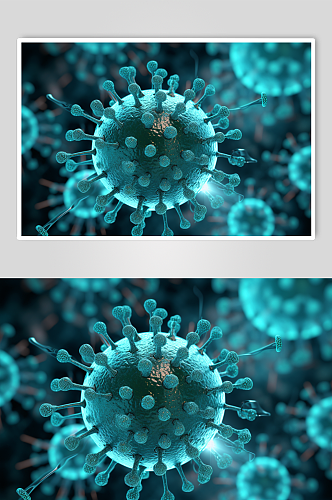 AI数字艺术艾滋病病毒细胞插画